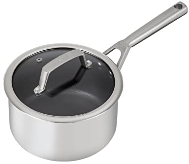 Ninja ZEROSTICK Stainless Steel Cookware 20cm Saucepan, Long Lasting, Non-Stick, Induction Compatible Saucepan, Oven Safe to 260°C, Cast Stainless Steel Handle C62200UK