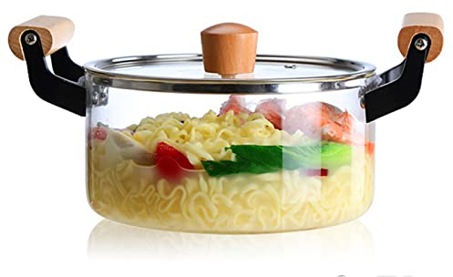 Glass Saucepan Soup Pot Casserole High Borosilicate Glass Pans Heat-Resistant Glass Cooking Pot with Lid Cookware Stockpots for Cooking Baking Serving,4L (2.5L)