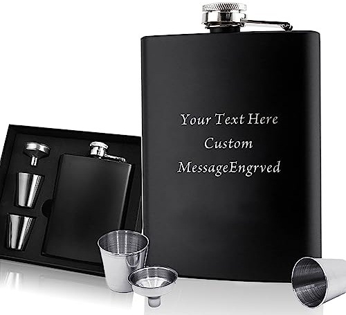 Hip Flasks for Men Personalised Hip Flask Usher Flask Groomsmen Gifts Best Man Gift for Wedding Christmas Custom Engraved 6oz Stainless Steel Flasks for Groom Father of The Bride (Design 3)