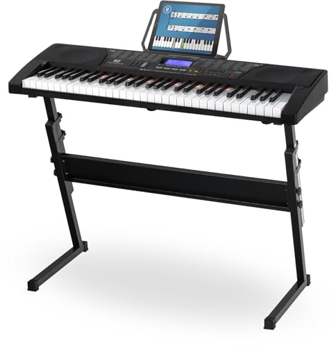 McGrey LK-6150 61 Tasten Set - Elektronisches Keyboard mit 61 Tasten - Leuchttasten und Lautsprecher - inkl. Z-Ständer - Schwarz