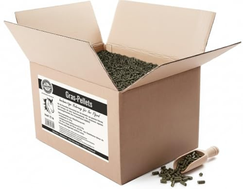 Graspellets Pferdefutter 25kg - Pferdeergänzungsfutter für Vitalität & Glanz - Heuersatz Pferde - Premium Gras Pellets Rasenpellets Pferdeleckerlis