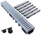 Durabern Entwässerungsrinne Set - 98 mm Ablaufrinne aus verzinktem Stahl, PKW-befahrbar, für Garten, Hof & Terrasse, inkl. 2 Ablaufstutzen (DN 110, DN 50) (6 m)