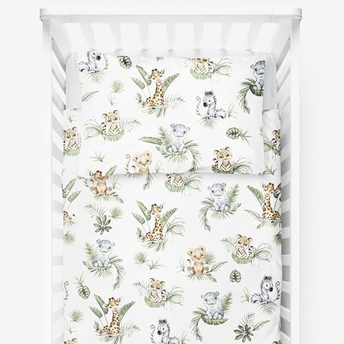 Baby Comfort 4 Piece Toddler Kids Cot Bed Set 120x90 cm Duvet Pillow Duvet Cover Pillowcase 12M+ (Safari)