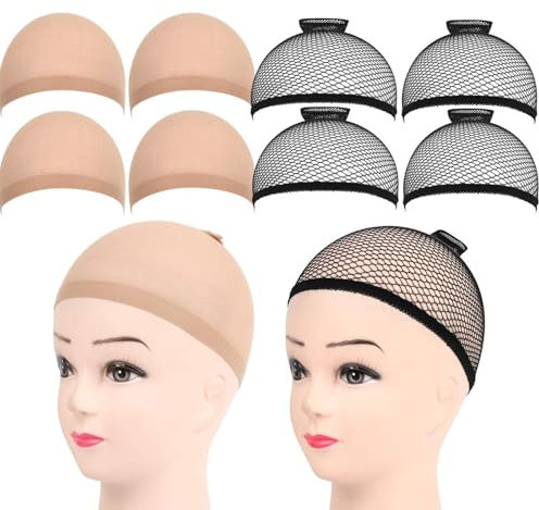 Haarnetz Wig Cap, 8 Stück Dehnbare Atmungsaktive Perücke Kappen Caps Nylon Haarnetz, Perückekappe Neutral Haarnetz, Netz Perückennetz perücken wig zubehör