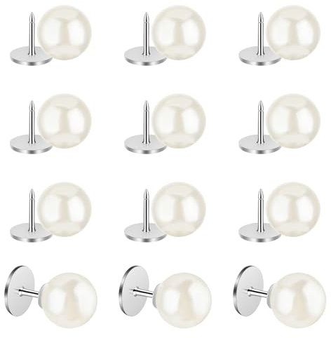 Piriuuo 12 Stück Perlenknöpfe Ohne Nähen, Brosche Knöpfe Perle Abnehmbare Knöpfe Perlennieten Brosche Verkleinern Ausschnitt Perlenknöpfe Abnehmbar Wiederverwendbar für Kleidung, Basteln, Knöpfe(10mm)