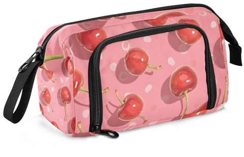 Mnsruu Federmäppchen mit großem Fassungsvermögen, frische Kirschen, Stifteetui, Schreibwaren-Tasche, Schule, Uni, Büro, Organizer für Teenager, Erwachsene, Studenten, Frische Kirschen, Einheitsgröße,