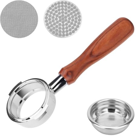 Bodenloser Siebträger mit 58 mm Durchmesser, geeignet für Modelle E61/Flair58/ECM/Rocket/Sanremo/Synesso/Slayer/VBM, bodenloser Siebträger mit 2-Scheibchen-Bildschirm