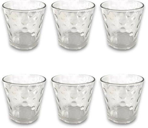KORAT Set di 6 Bicchieri Acqua in Vetro Trasparenti, Brillantezza Pura, 300 ML, Resostenti in Lavastoviglie, Design Moderno, Ideali per Tavola Bevanda, Bibita, Cucina (300 ML, Righe)