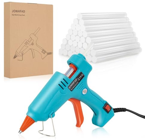 JONHFAD Hot Glue Gun 50W, Mini Hot Stick Glue Gun Kit with 60pcs Glue Sticks 7mm for Crafting, DIY, Art, Sealing, Home Repairs, Cards, and Glass