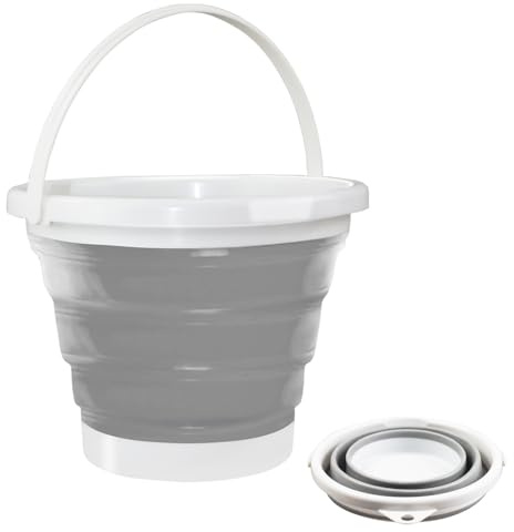 Qcdou Collapsible Bucket, 3L Collapsible Buckets, Plastic Car Wash Buckets With Handles, Folding Cleaning Bucket, Water Basket, Multi-Purpose Bin for Cleaning Fishing Camping, Home Cleaning