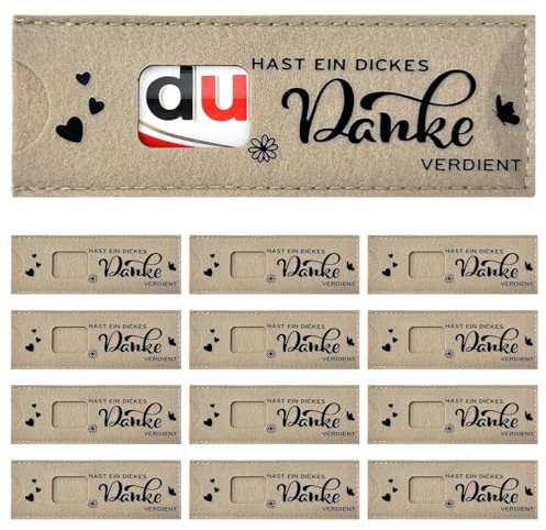 Filz-Hüllen für Geschenke – Hast ein dickes Danke verdient 12er Pack Geschenkverpackung für Lehrer & Kollegen – Nicht Essbar, Ohne Schokolade