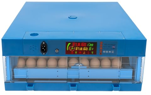 JJsdwin Eier-Inkubator, Intelligenter Vollautomatische Brutmaschine mit Doppelte Stromversorgung, Automatischer Rotations-Eier Eierinkubator für Bruteier