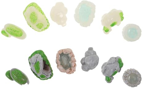 COLLBATH Pierres Décoratives Lumineuses en Résine pour Micro-Paysage Lot de 12 Set de Pièces 4 Pierres Opaques 4 Puits Miniatures Décoration de Jardin Miniature et Aquarium Nocturne