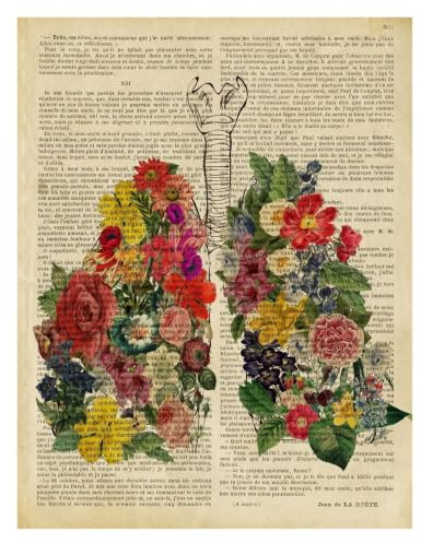 Vintage Human Anatomy Poster Print Blommor Medicinsk Väggbild Hjärta Hjärna Dukmålning for Sjukhus Klinik Inredning