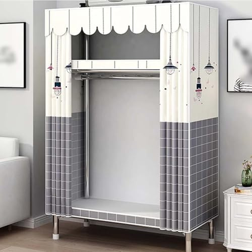 Bärbar tyggarderob med hängande skena – tyggarderob för sovrum platsbesparande klädförvaringslösning 100 x 45 x 170 cm enkel montering elegant design