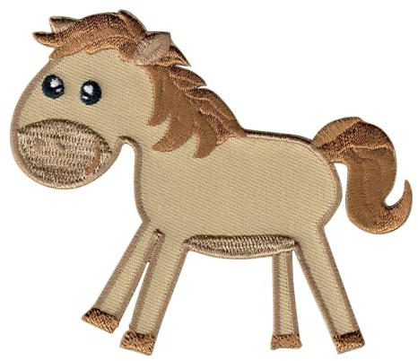PatchMommy Pferd Aufnäher zum Aufbügeln für Kinder, 7,5 x 9 cm | Gesticktes Bügelbild, Patch & Applikation für Baby- und Kinderkleidung & Rucksäcke – zum Aufbügeln oder Aufnähen