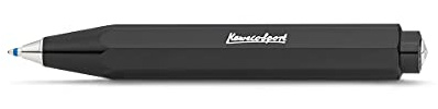 Kaweco SKYLINE SPORT Kugelschreiber Black I Business Kuli aus hochwertigem Kunststoff I Trendiger Kuli in Schwarz I 12 g Taschen-Kugelschreiber mit Herzkurvenmechanik I Druckkugelschreiber 10,5 cm