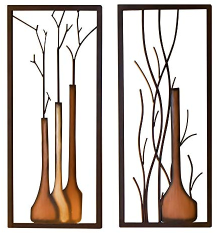 Wandbilder Vase, 2-teiliges Set, 80 cm, schwarz-braun
