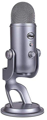 Blue Yeti USB Microphone for PC, Mac, Gaming, Recording, Streaming, Podcasting, Studio and Computer Condenser Mic with Blue VO!CE effects, 4 Pickup Patterns, Plug and Play – Grey