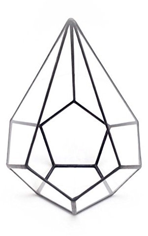 Pyramid Terrarium/Geometric Glass Plant Pot/Modern Planter/Handmade in England (Large, Black)