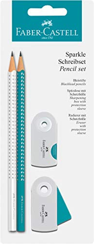 Schreibset Sparkle 4-teilig türkis/weiß