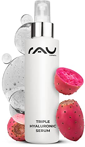 RAU Cosmetics Triple Hyaluronic Serum 100 ml - Intensiv Feuchtigkeitsserum mit Dreifach-Hyaluronsäure, Feigenkaktus & Panthenol - Anti-Aging Gesichtsserum für Aufpolsterung und Glow