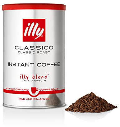 illy Classico Instant Coffee, Medium Roast, 100% Arabica, Smooth Taste, Ideal for Americano, 95g x 6