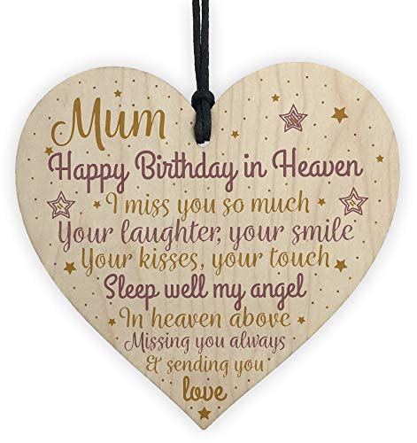 RED OCEAN MUM Mother Mummy Memorial Birthday Plaque Wooden Heart Grave Side Tribute Rememberance Gift