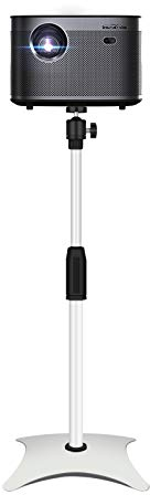 Drsn Vier-Ecken-Bodenständer Beamer Stativ, Stabiler Halt, Verstellbar 70-125cm, 3 kg Traglast, 1/4'' Kompatibel, 360° Drehbare Kugelkopf, Ständer für Kleine Kamera, Webcam, Projektor, GoPro(Weiß)