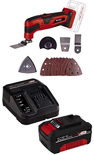 Einhell Akku Multifunktionswerkzeug Li-Solo Power X-Change + 4512042 Power X-Change Starter Kit Akku und Ladegerät, 18 V, 4,0 Ah Akku und Schnellladegerät