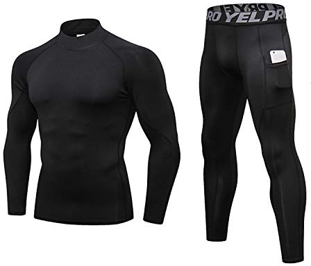 Homme Ensemble de sous-vêtements Thermiques Haut Maillot de Corps & Pantalon Bas Hiver Ski Montagne Cyclisme Moto Underwear - Noir 2 - L