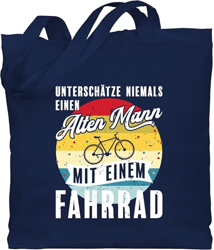 Shirtracer - Baumwolltasche - Radsport Taschen - Unterschätze niemals einen alten Mann mit einem Fahrrad Vintage - weiß