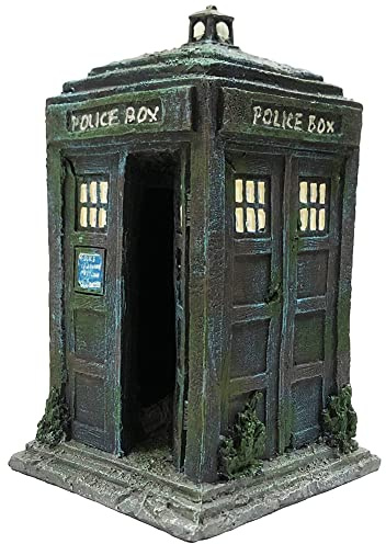 SLOCME Aquarium Polizei Box Dekorationen - Aquarium Fisch Versteck Haus Harz Ornament,Blau