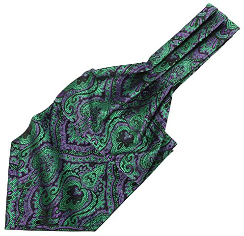 Beaface Herren Krawatte Paisley Floral Jacquard Gewebt Ascot Krawatte Hochzeit Business Party Casual, grün, Einheitsgröße