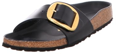 Birkenstock Damen Pantolette Madrid Big Buckle Naturleder Lack schmal Schwarz 43