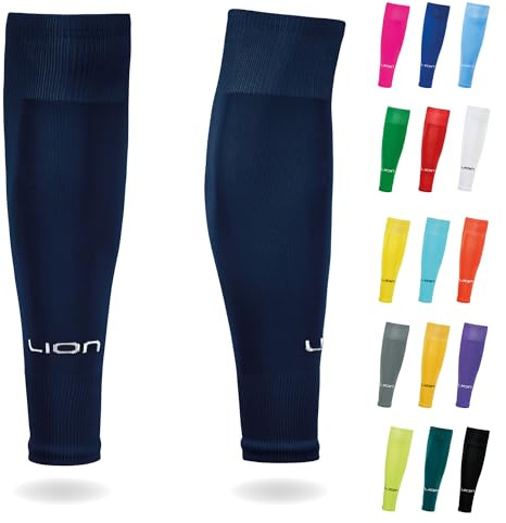 LION SPORTSWEAR Football Sock Sleeves To Accompany Grip Socks - Fits Over Calf/Shin Pads - Variety Of Colours To Match Your Team Kit (Navy)