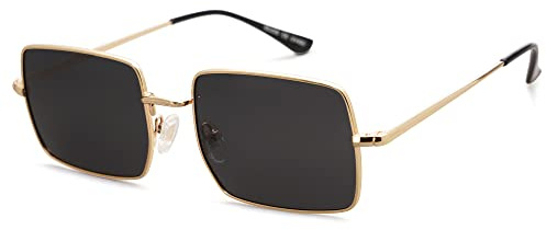 SOJOS Rechteckig Polygon Polarisiert Sonnenbrille für Damen Herren Retro Klassisch Vintage Shades SJ1168 Schwarz Linse