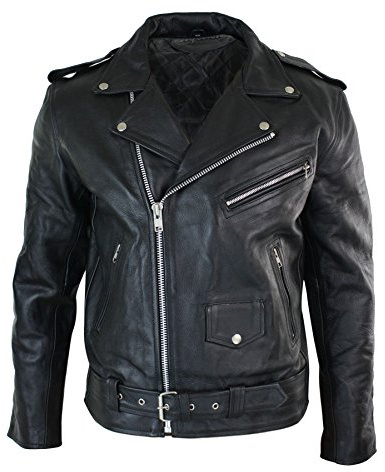 Infinity Leather Herren Lederjacke Schwarz Original Rindsleder Quer Reißverschluss Motorradjacke Brando Biker Echtleder Jacke
