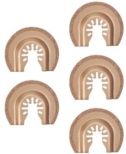 5 Pcs Semicircle Carbide Oscillating Multi Tool Blades, Multi-Functional Trimming Machine Accessories,Multitool Grout Removal Blade and Oscillating Multitool Blades