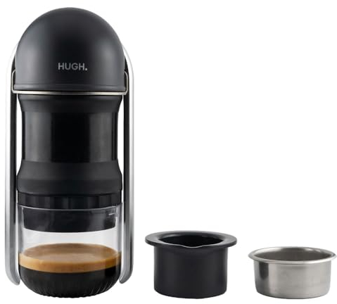 LEVERPRESSO HUGH V4 Machine à expresso portable à levier, double shot avec panier porte-filtre sans nervure, à commande manuelle, parfaite pour la randonnée et le camping (filtre non pressurisé)