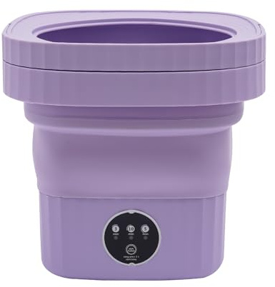 Portable Washing Machine,6L Faltbare Mini-Waschmaschine, Kleine Waschmaschine 2000RPM für Camping, Reisen, RV, Schlafsäle (Lila)
