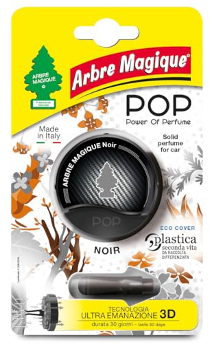 Arbre Magique POP, Profumatore Auto Solido, Fragranza Noir, Profumazione Dinamica e Sportiva, Durata Fino a 30 Giorni, Design Italiano, Confezione da 1 Pezzo