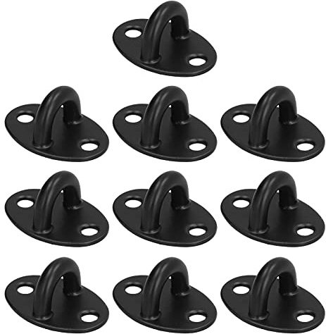 Piastra Gancio Soffitto Pesanti in Acciaio Inox Nero Gancio da Muro con piastra ad occhio con Occhielli a U, Gancio Soffitto per amaca fissa, altalena, Yoga, sartiame per barche, 4x2cm
