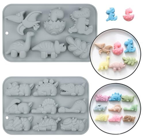 Rongxze 2 Set Dinosaurier Silikonform, schokoladenform silikon | Silikon Schokoladenform, Keks Silikonform, Für Süßigkeiten, Pudding, Eiswürfel, Für kleine Seife, Muffins