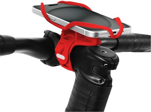 Bone Bike Tie 5 Pro – Handyhalterung Rennrad Vorbau, Fahrrad Handyhalterung Silikon, Fahrrad Handyhalter, Lenker & MTB Kompatibel, Ultra Light Phone Mount, 4.7-7.2 iPhone 15 Series – Rot