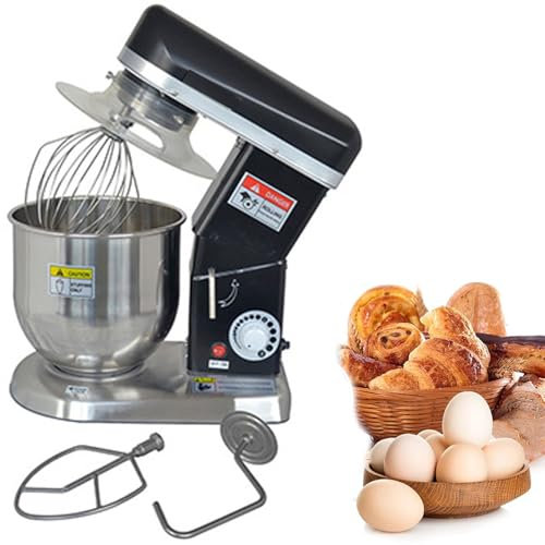 DHMYDPDZ Stand Mixer,Electric Food Mixer,Portable Lightweight Kitchen Mixer for Daily Use with Egg Whisk,Dough Hook,Flat Beater 5l/7l/10l,Suitable for Dough,Cakes,Bread,Pizza,black-5L