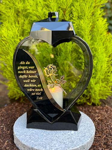 Lanterne funéraire - 33 cm de hauteur - Or - Bougie funéraire - Décoration de jardin - Lanterne de jardin