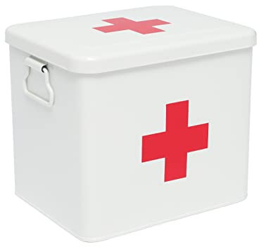 Medikamenten Aufbewahrung Medizin Box Metall, Erste Hilfe Kasten Koffer Schrank Arzneimittel Box Hausapotheke Medikamenten Organizer Für Arzneimittel Für Zu Hause Apothekenbox 23.5 x 18.5 x 18 cm Weiß