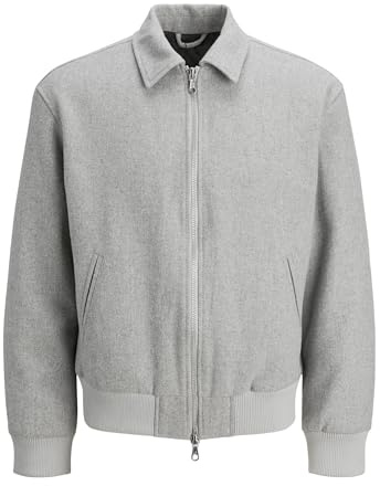 JACK & JONES Jcocover Bomber Jacket Veste, Gris, M Hommes