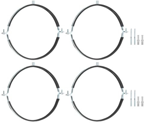 QUARKZMAN 4 morsetti regolabili per tubi da 10 (254 mm), montaggio a parete e a soffitto, in ferro zincato a caldo, con vite e tubo di espansione per tubazioni